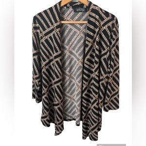 Kasper open cardigan top with chain link metallic detailing in size large. EUC.